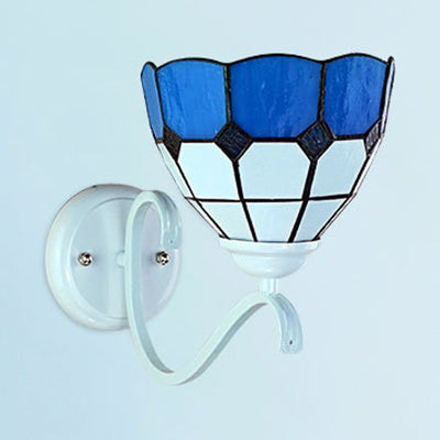 Nautical Stained Glass Swallow-Tail Wall Mount Light - White Indoor Sconce