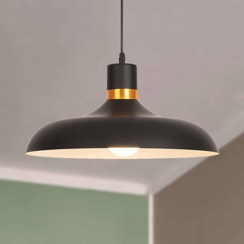 Aluminum Bowl Shade Pendant Light: Contemporary Ceiling Fixture For Living Room In Black/White Black