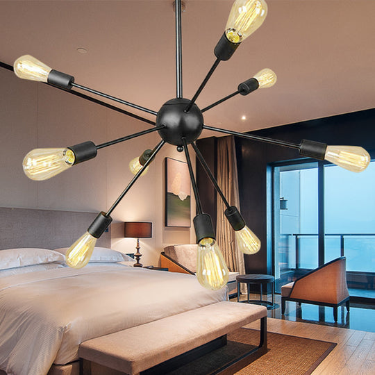 Retro Industrial Black Metal Chandelier Pendant - 9/12 Lights Dining Room Lighting