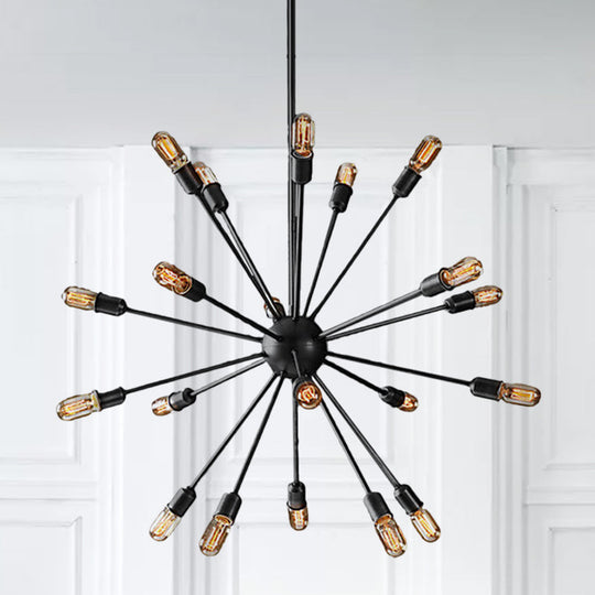 Retro Industrial Black Metal Chandelier Pendant - 9/12 Lights Dining Room Lighting