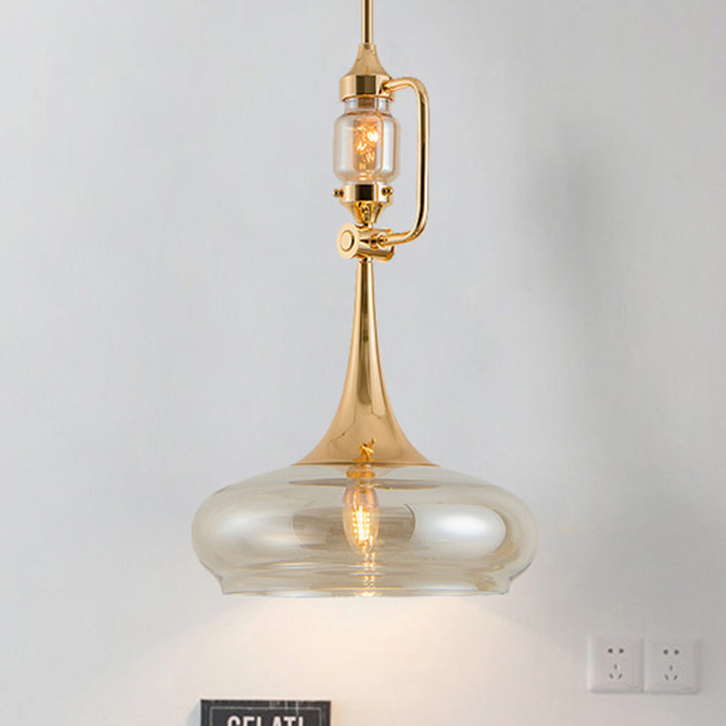 Modern Clear Glass Trumpet Ceiling Pendant Lamp For Living Room With Single Bulb