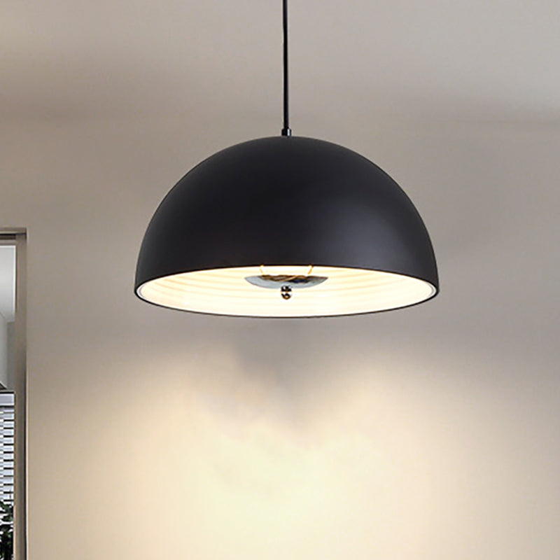 Retro-Style Domed Metallic Pendant Lamp - 1-Light Rose Gold/Black Ceiling Light For Dining Room