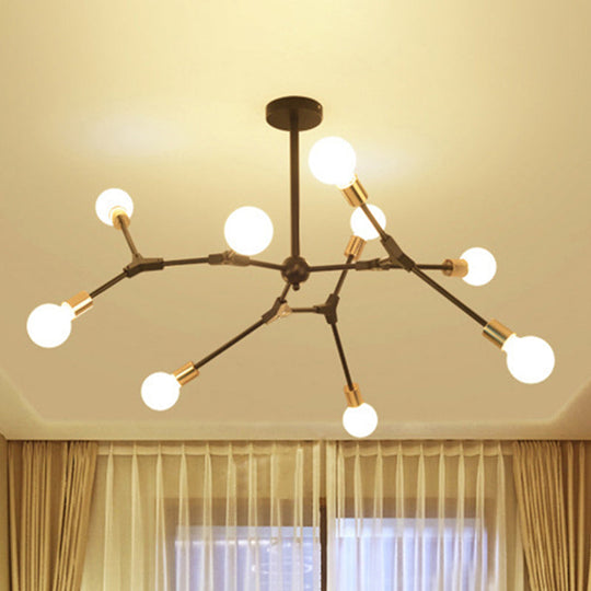 Retro Style Black Branch Suspension Light With Metallic Finish – Bedroom Chandelier Lamp (6/8