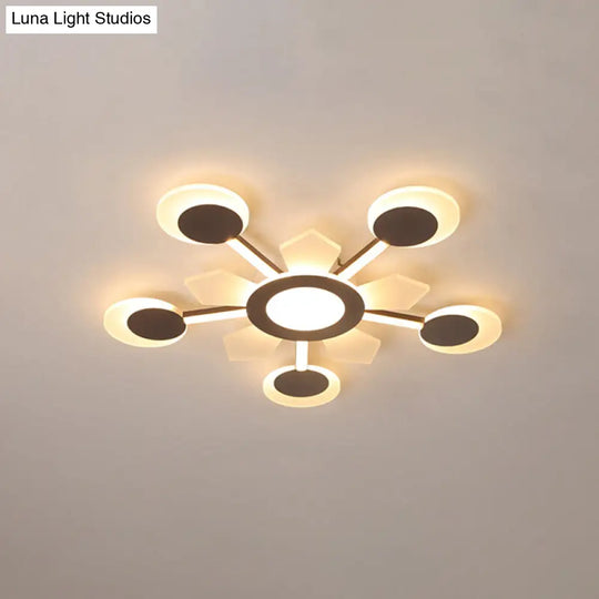 25/31.5 W Coffee Floral Flush Led Ceiling Light - Modernist Acrylic Flushmount Super Thin Design