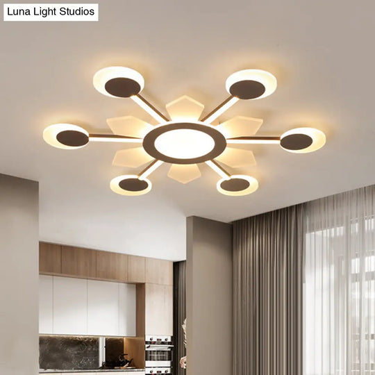 25/31.5 W Coffee Floral Flush Led Ceiling Light - Modernist Acrylic Flushmount Super Thin Design