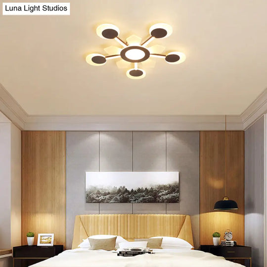 25/31.5 W Coffee Floral Flush Led Ceiling Light - Modernist Acrylic Flushmount Super Thin Design