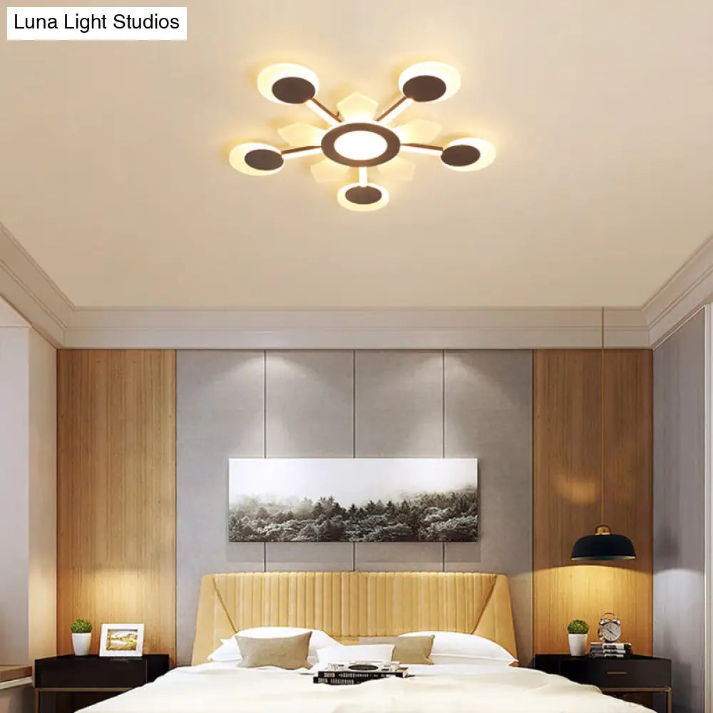 25’/31.5’ W Coffee Floral Flush Led Ceiling Light - Modernist Acrylic Flushmount Super Thin