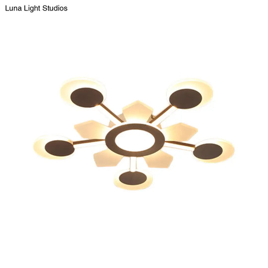 25/31.5 W Coffee Floral Flush Led Ceiling Light - Modernist Acrylic Flushmount Super Thin Design