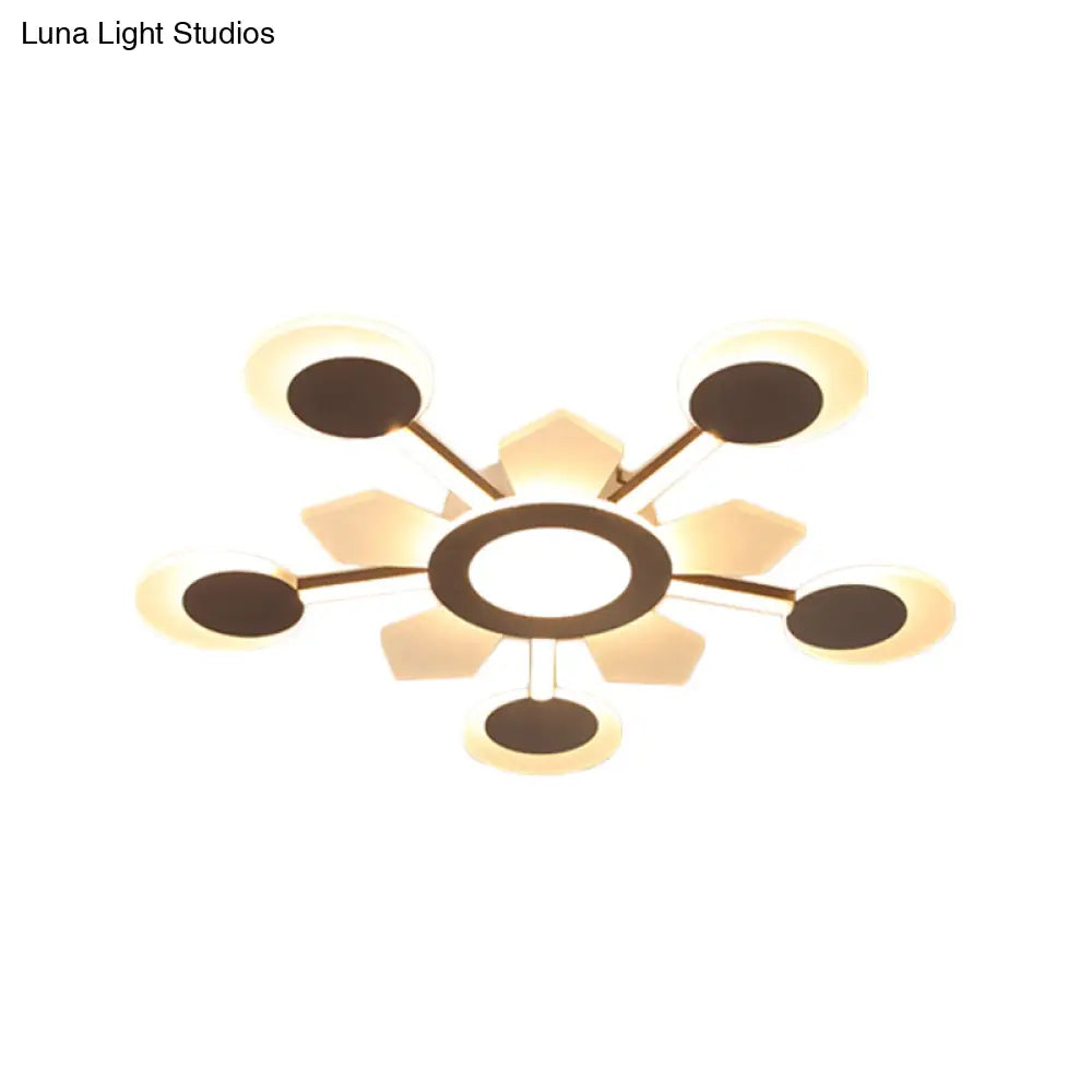 25’/31.5’ W Coffee Floral Flush Led Ceiling Light - Modernist Acrylic Flushmount Super Thin