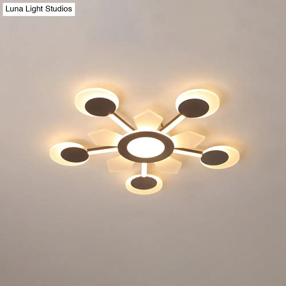 25’/31.5’ W Coffee Floral Flush Led Ceiling Light - Modernist Acrylic Flushmount Super Thin