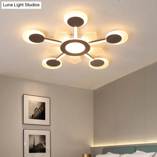 25’/31.5’ W Coffee Floral Flush Led Ceiling Light - Modernist Acrylic Flushmount Super Thin