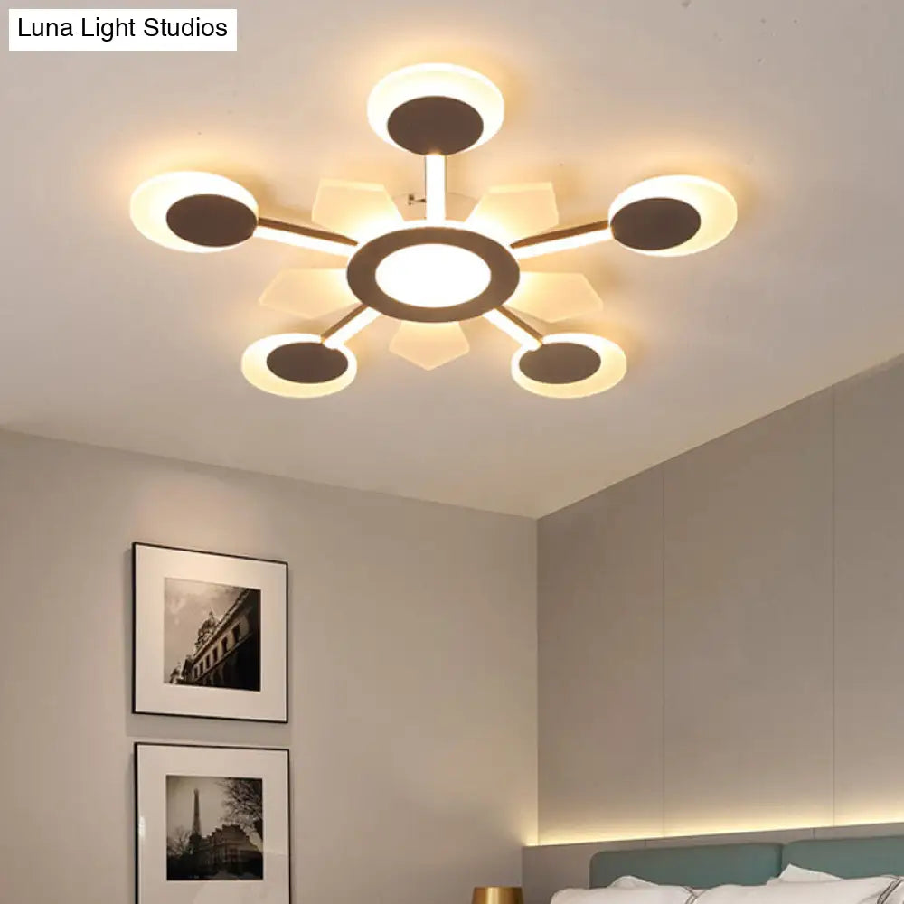 25/31.5 W Coffee Floral Flush Led Ceiling Light - Modernist Acrylic Flushmount Super Thin Design