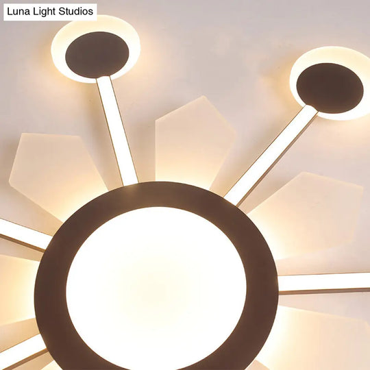 25/31.5 W Coffee Floral Flush Led Ceiling Light - Modernist Acrylic Flushmount Super Thin Design