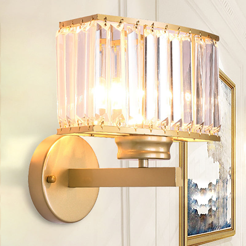 Modern Clear Crystal Wall Lamp With Gold Finish - Perfect For Hallway Lighting