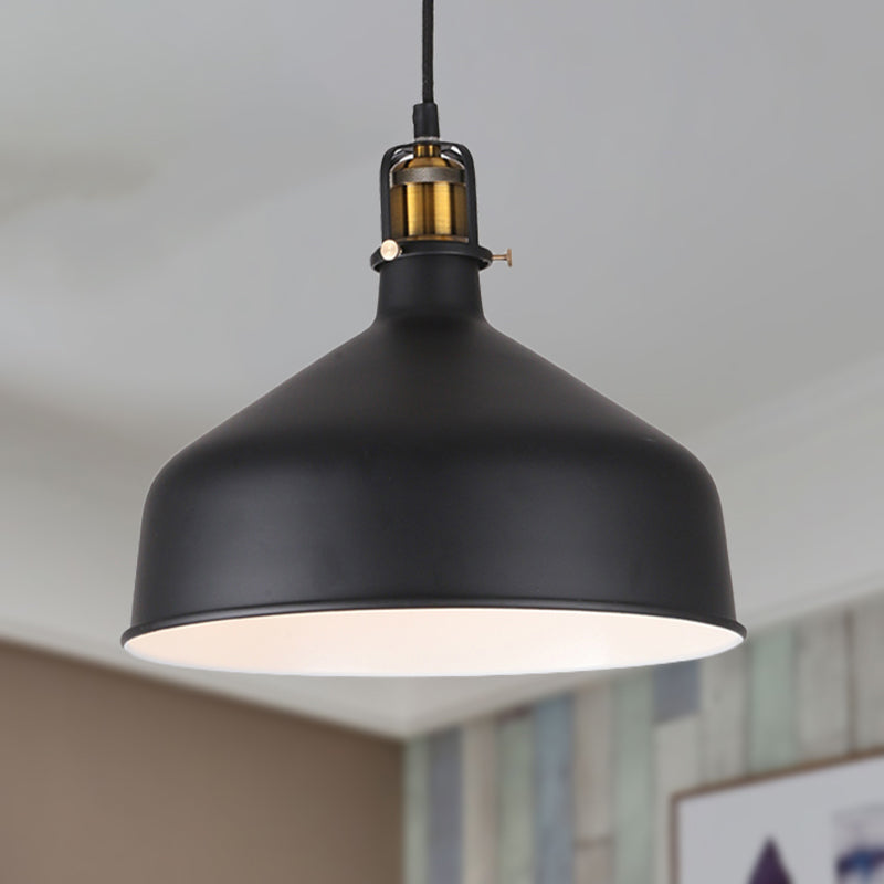 Retro Stylish 1-Bulb Pendant Light: 8’/12’ Width With Barn Shade Metal Ceiling Fixture For