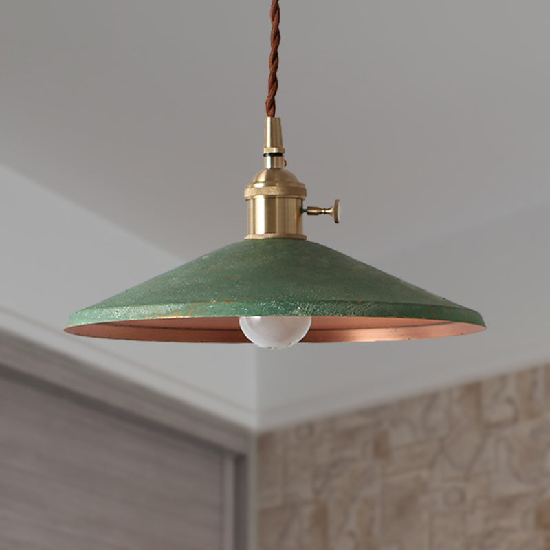 Rustic Saucer Shade Pendant Light With Adjustable Cord - Silver/Red/Blue
