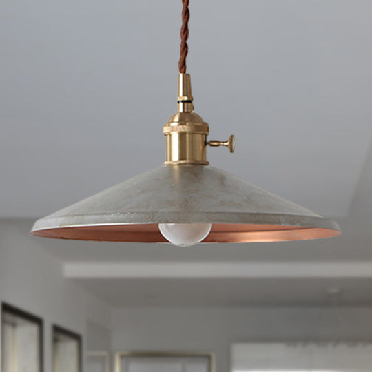 Rustic Saucer Shade Pendant Light With Adjustable Cord - Silver/Red/Blue
