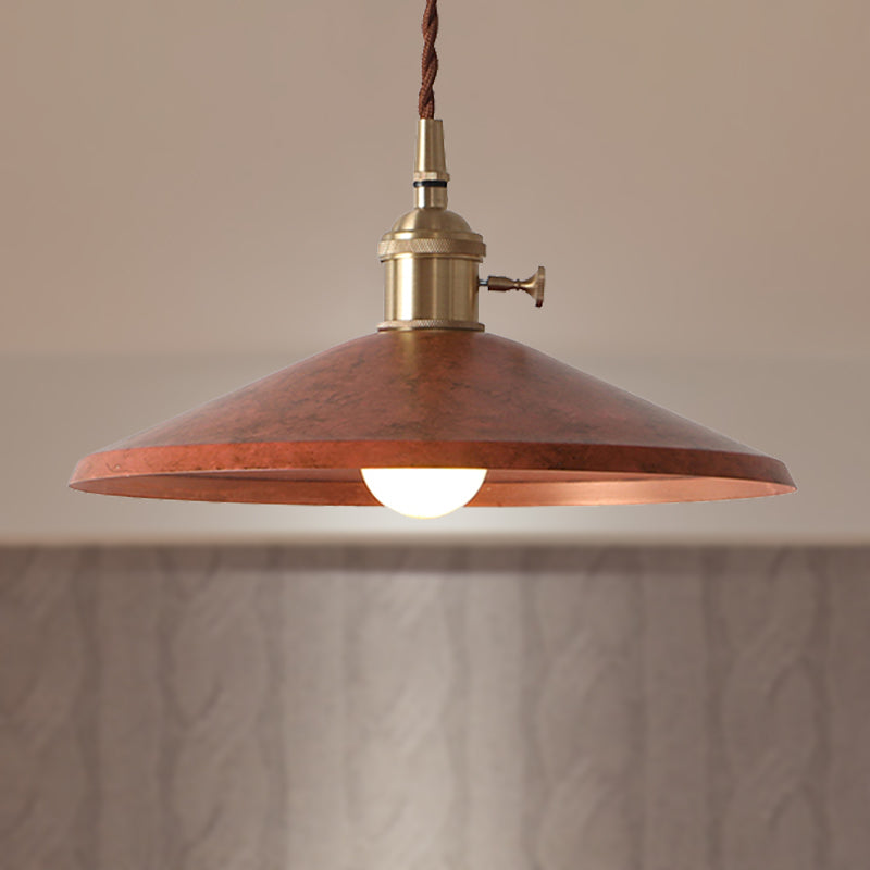 Rustic Saucer Shade Pendant Light With Adjustable Cord - Silver/Red/Blue Red