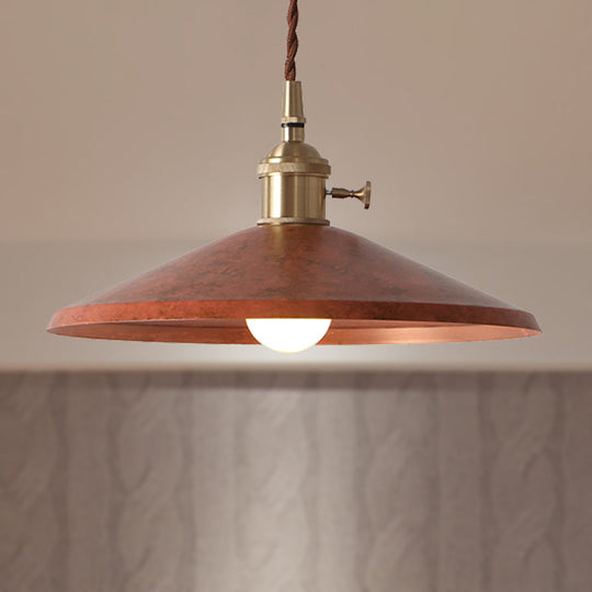 Rustic Saucer Shade Pendant Light With Adjustable Cord - Silver/Red/Blue Red