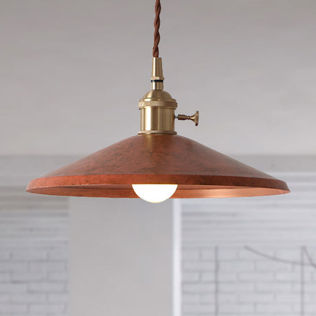 Rustic Saucer Shade Pendant Light With Adjustable Cord In Silver/Red/Blue