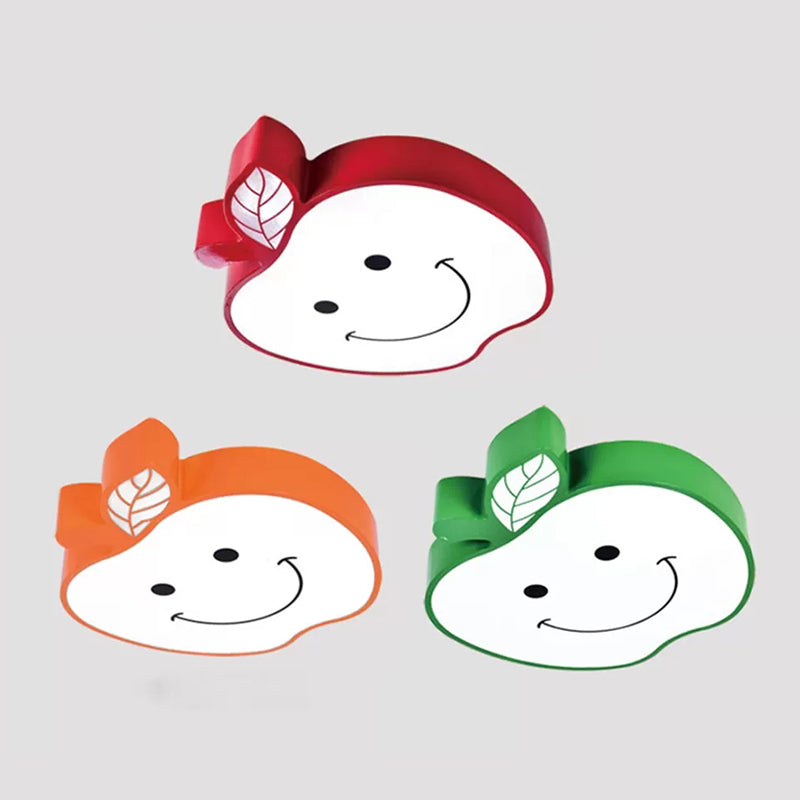 Darling Smiling Apple Ceiling Light For Childs Bedroom - Acrylic Metal Flush Mount