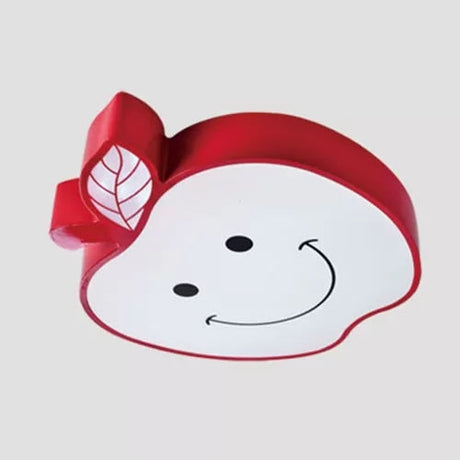 Darling Smiling Apple Ceiling Light For Childs Bedroom - Acrylic Metal Flush Mount