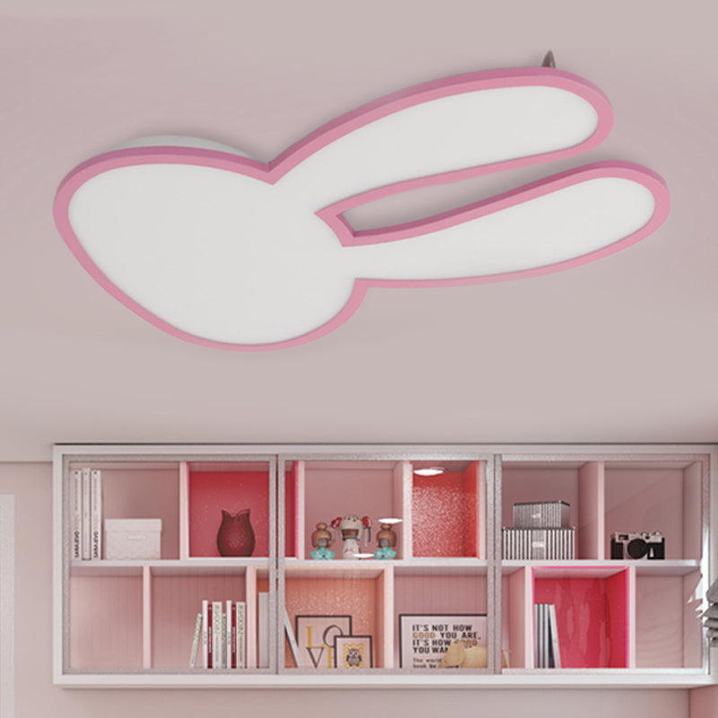Bunny Ceiling Lamp For Baby Girls Room - Acrylic Led Mount Light With Eye-Care Technology