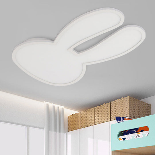 Bunny Ceiling Lamp For Baby Girls Room - Acrylic Led Mount Light With Eye-Care Technology White /