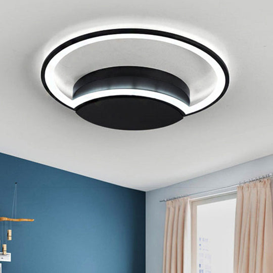 Contemporary Round Acrylic Flush Mount Ceiling Light For Living Room Décor Black / 16’ Warm