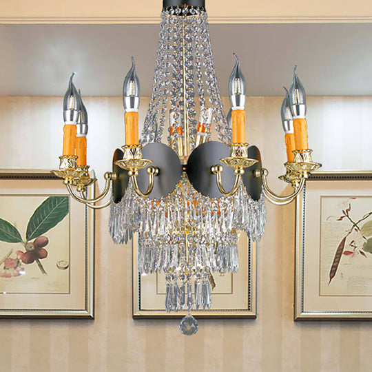 Contemporary Crystal Candelabra Chandelier - 14 Lights Gold Dining Room Lighting