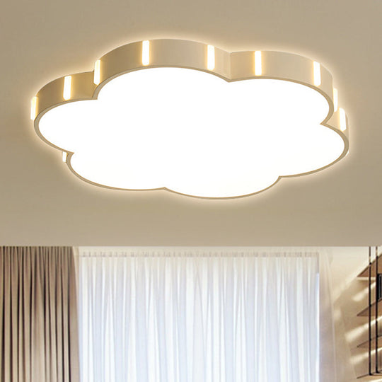 Blossom Shaped Kindergarten Flushmount Ceiling Lamp In White / 16.5 Warm