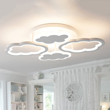 Modern White Acrylic Led Ceiling Light For Bedroom - Floating Cloud Flush Mount / 20.5 Warm