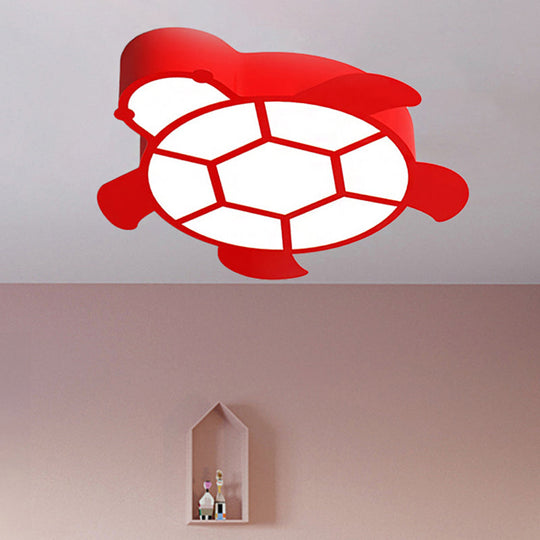 Cartoon Turtle Kindergarten Ceiling Light - Acrylic Flush Mount Fixture