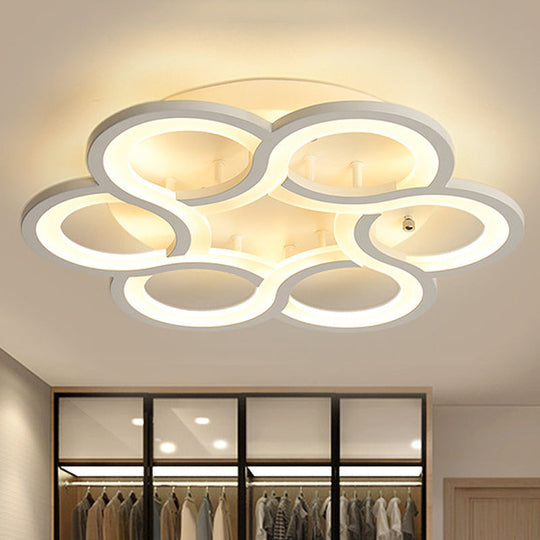 Modern Stylish White Acrylic Led Ceiling Fixture For Hotels - Petal Semi Mount Light / 16.5
