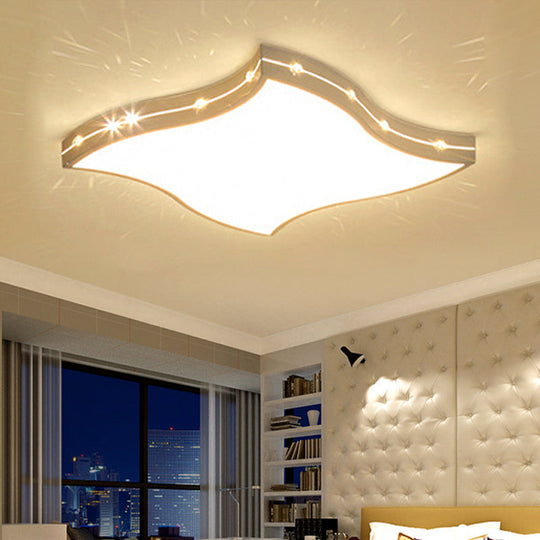 Modern Led Monochromatic Flush Mount Ceiling Light In White For Bedroom / 18 Warm