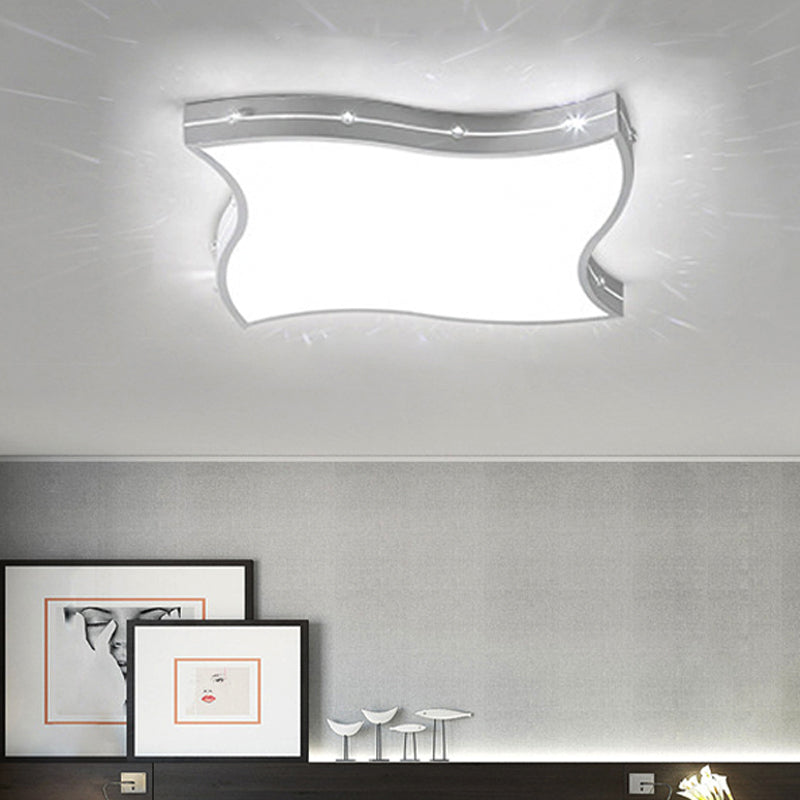 Modern Led Monochromatic Flush Mount Ceiling Light In White For Bedroom / 18’