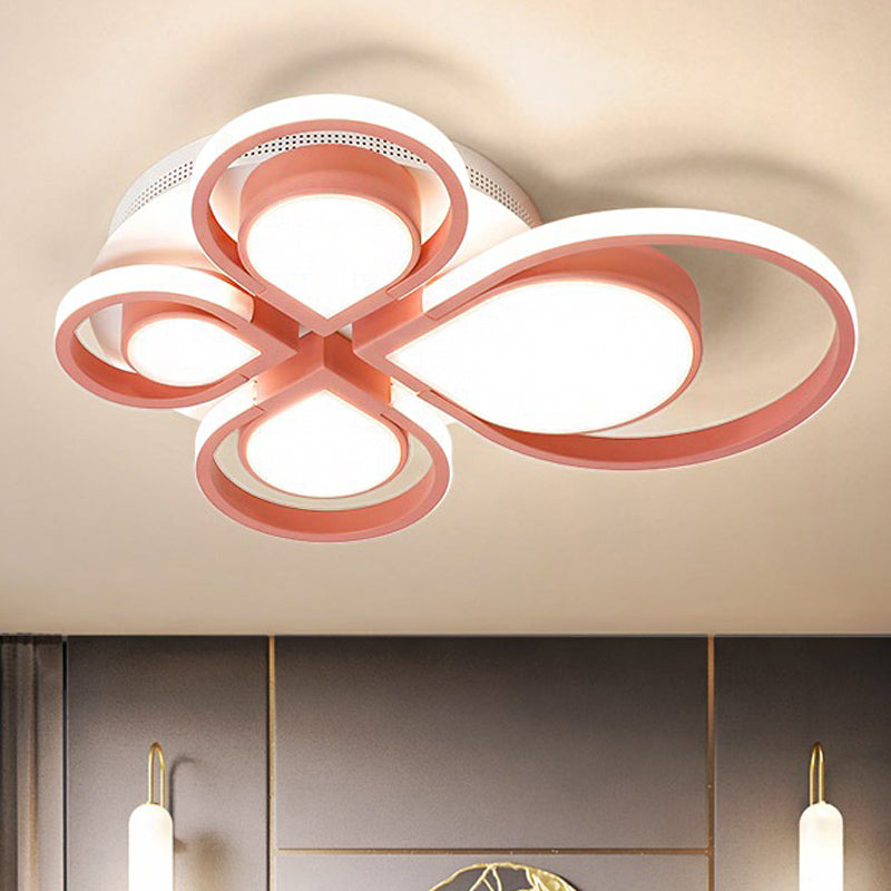 Modern Acrylic Flower Ceiling Light Fixture For Living Rooms - Flush Mount Pink / 19.5’ Warm