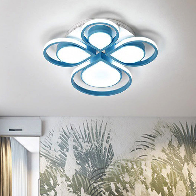Modern Acrylic Flower Ceiling Light Fixture For Living Rooms - Flush Mount Blue / 19.5 Warm