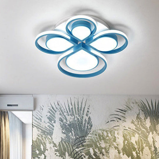 Modern Acrylic Flower Ceiling Light Fixture For Living Rooms - Flush Mount Blue / 19.5’ Warm