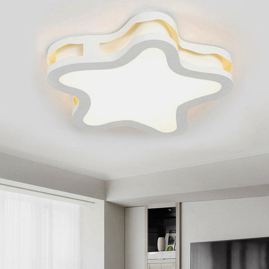 Cartoon Classroom Ceiling Light In White - Acrylic Flush Mount Fixture /