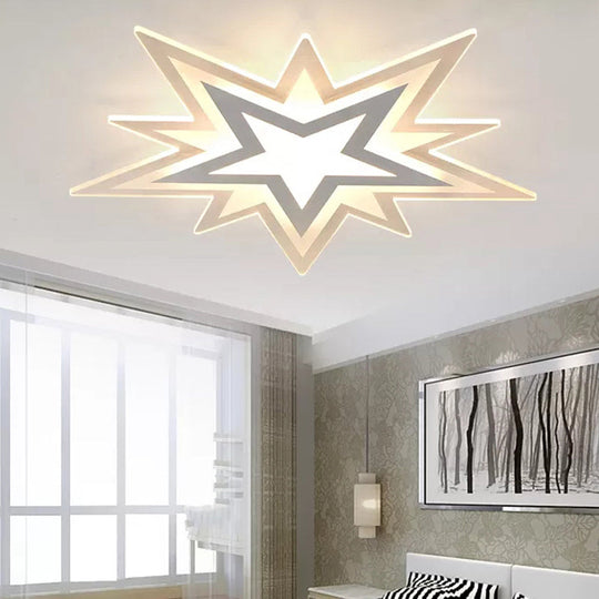 Kindergarten Star Ceiling Light – Modern White Flush Mount With Acrylic Finish