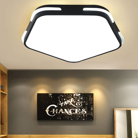 Simple Acrylic Pentagon Ceiling Light For Living Room Flush Mount Black / 16’ Remote Control
