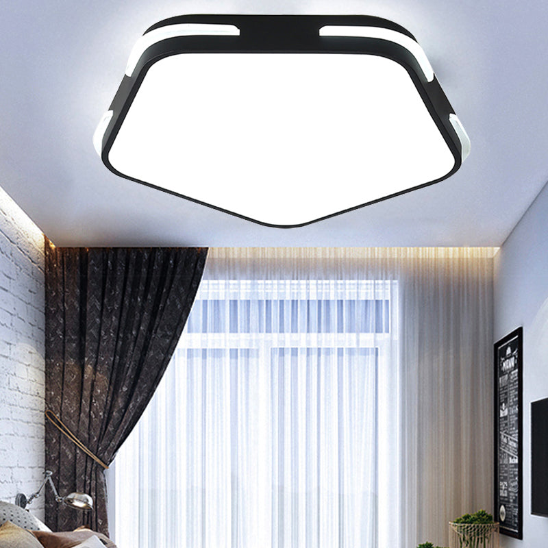 Simple Acrylic Pentagon Ceiling Light For Living Room Flush Mount Black / 16’ White