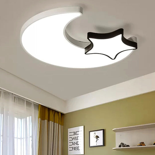 White Flush Mount Sky View Ceiling Lamp For Child Bedroom