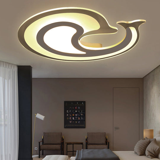 Kids’ Cartoon Snail Shell Ceiling Light In Striped White Flush Design - Ideal For Child’s