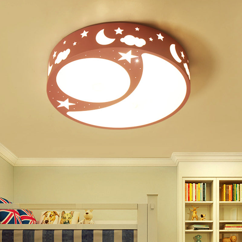 Kid’s Cartoon Led Ceiling Light With Moon Acrylic Fixture - Perfect For Bedrooms