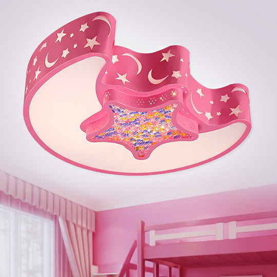 Art Deco Acrylic Flush Mount Ceiling Light For Kindergarten Pink / 15’