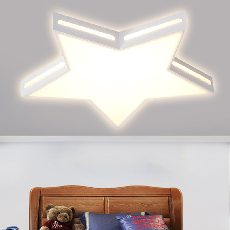 Modern White Star Led Ceiling Lamp For Boys’ Bedroom