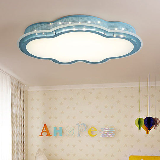 Cloud - Themed Led Flush Mount Ceiling Light For Kindergarten Blue / 21.5’ Warm