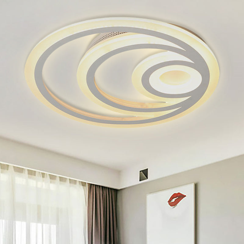 Modern White Round Flush Mount Ceiling Light For Kindergarten - Chic Acrylic Fixture / 16’ Warm